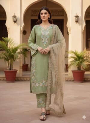 Pur Jimmy  With Heavy Embroidery 5 mm Sequence Work With Diamond& Moti Hand Work With Fancy Sleeves