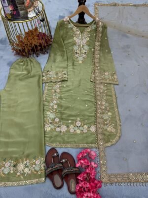 Alternative view of Pur Jimmy  With Heavy Embroidery 5 mm Sequence Work With Diamond& Moti Hand Work With Fancy Sleeves