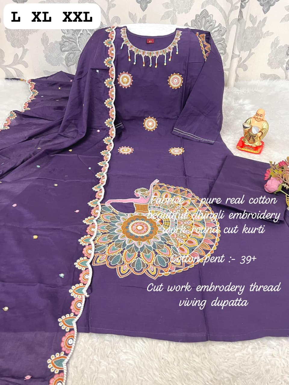 STUNNING COTTON ETHNIC SET – NEW ARRIVAL Elevate your wardrobe with our latest handcrafted collection! This beautiful olive-green ensemble combines traditional artistry with everyday comfort. - Image 2