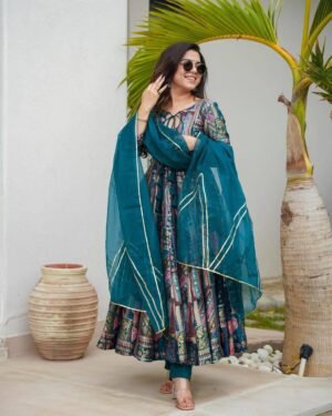 Launching New Designer Party Wear Look Gown  With Bottom and Dupatta