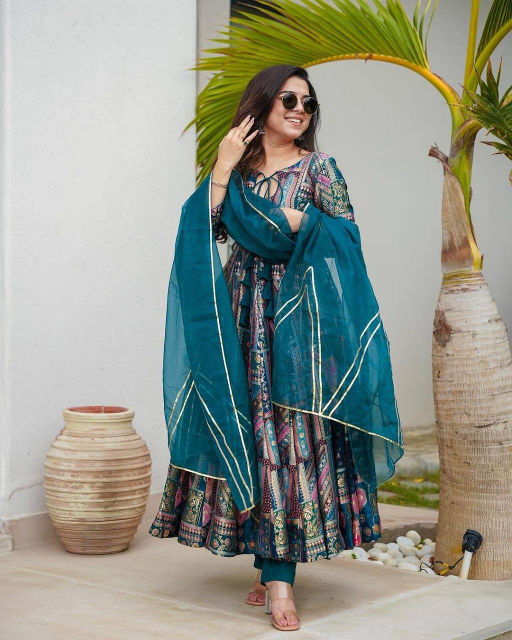 Launching New Designer Party Wear Look Gown With Bottom and Dupatta