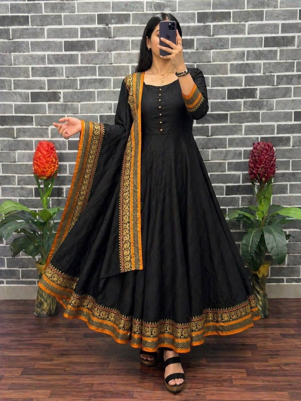 MOX CREATION PRESENTING ANARKALI GOWN DUPATTA FABRICS DETAIL - Image 3