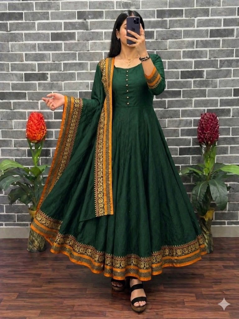 MOX CREATION PRESENTING ANARKALI GOWN DUPATTA FABRICS DETAIL - Image 7