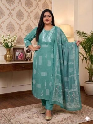 PURE MUL COTTON KURTI WITH PANT WITH MATCHING DUPPATA