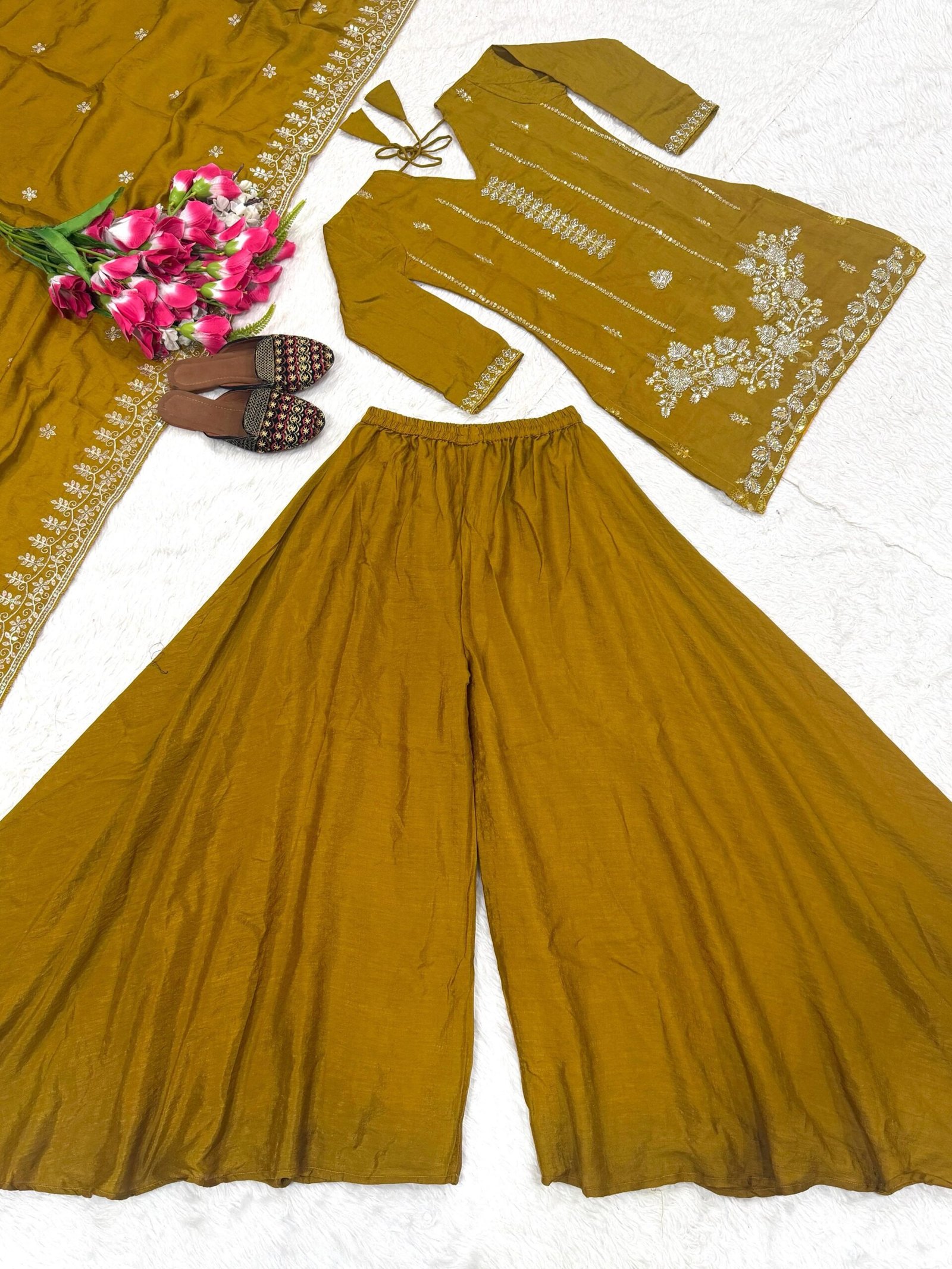 Launching New Designer Party Wear Look Top , Sharara Plazzo and Dupatta, New Fancy Style - Image 2