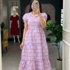 This beautiful Maxi is just so adorable Chic and comfortable for this summer season classic print in  Chanderi Fabric with beautiful floral details  playful sleeves unique neckline's