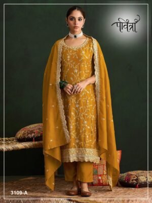 Vichitra Silk with Heavy Embroidered 3mm Sequence Work