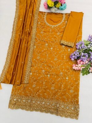 Alternative view of Vichitra Silk with Heavy Embroidered 3mm Sequence Work