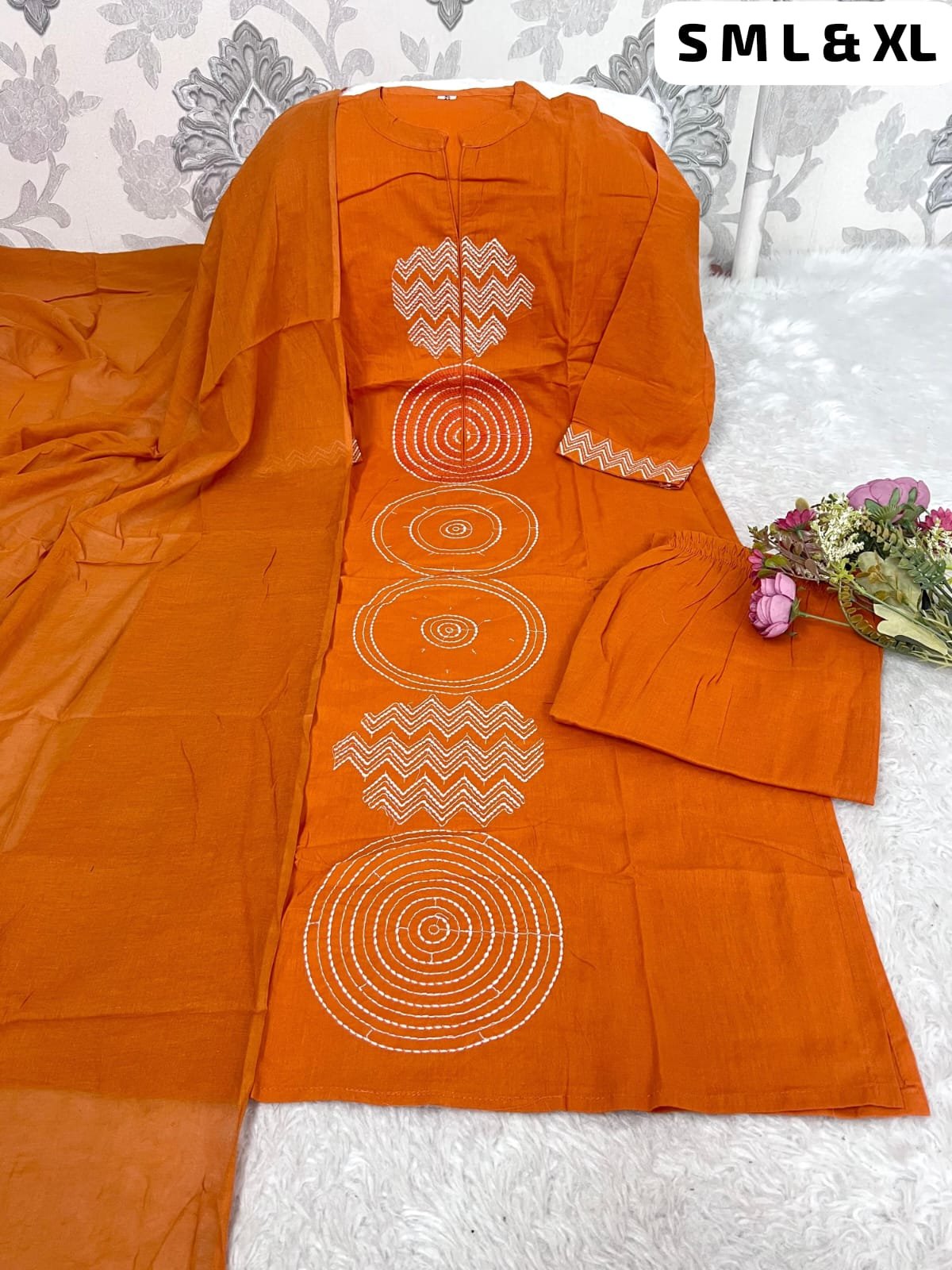 Pure Fine Cotton Fabric Kurti with Pant with cotton 100-100 Dupatt - Image 24