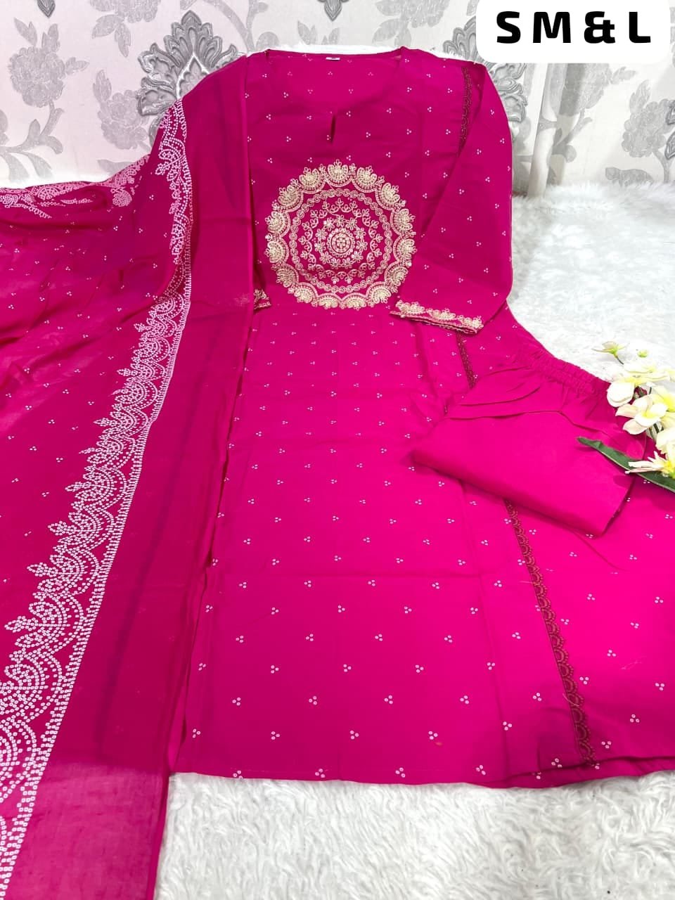Pure Fine Cotton Fabric Kurti with Pant with cotton 100-100 Dupatt - Image 23