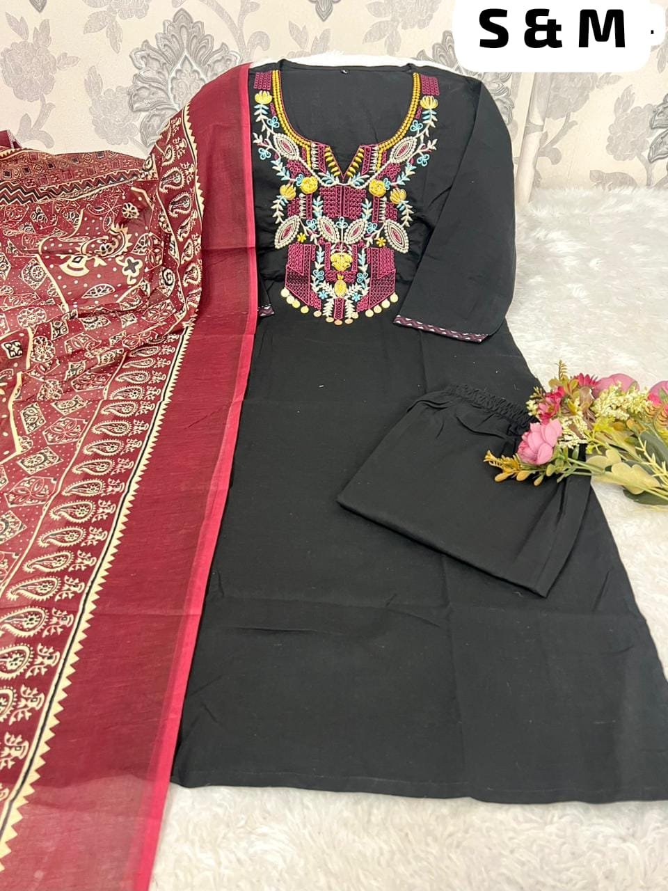 Pure Fine Cotton Fabric Kurti with Pant with cotton 100-100 Dupatt - Image 22