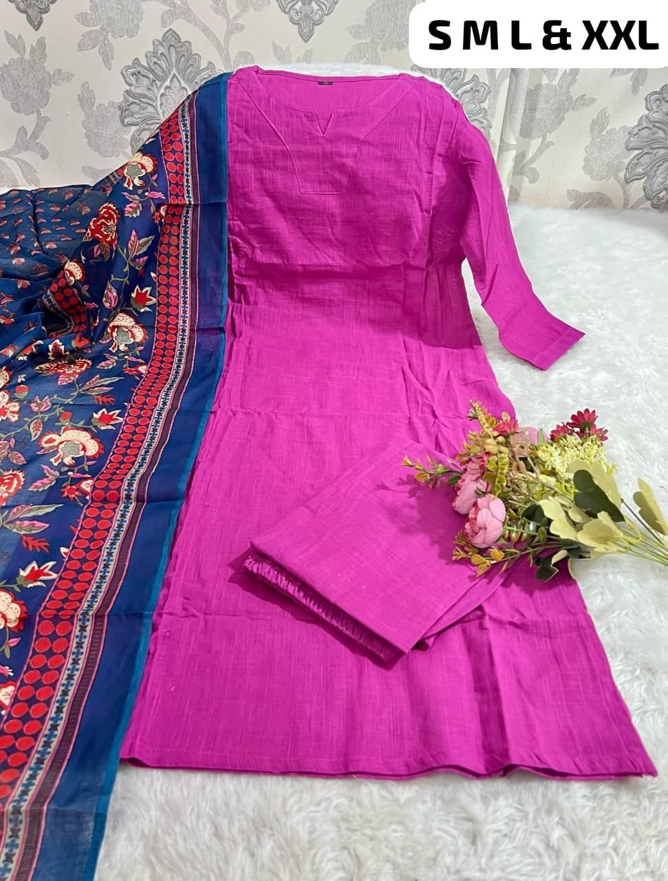 Pure Fine Cotton Fabric Kurti with Pant with cotton 100-100 Dupatt - Image 20