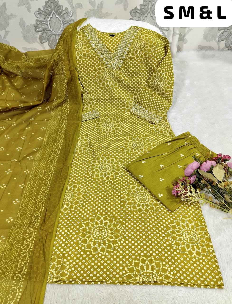 Pure Fine Cotton Fabric Kurti with Pant with cotton 100-100 Dupatt - Image 19