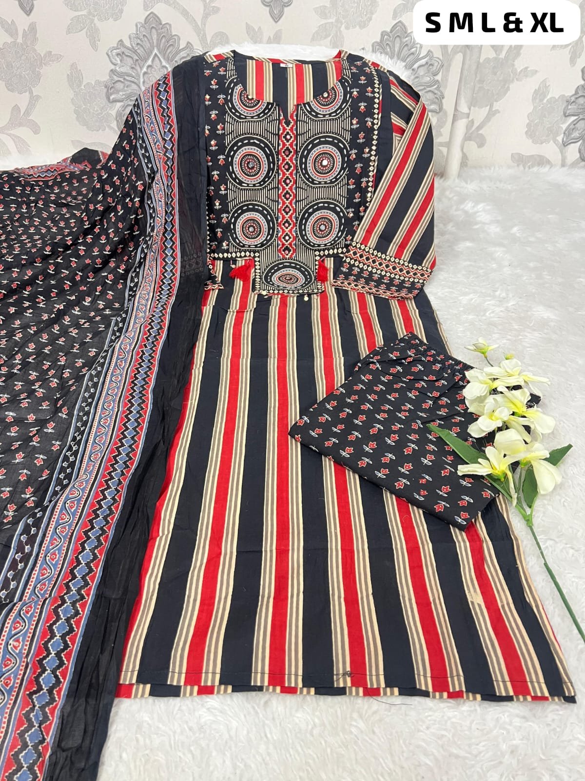 Pure Fine Cotton Fabric Kurti with Pant with cotton 100-100 Dupatt - Image 16