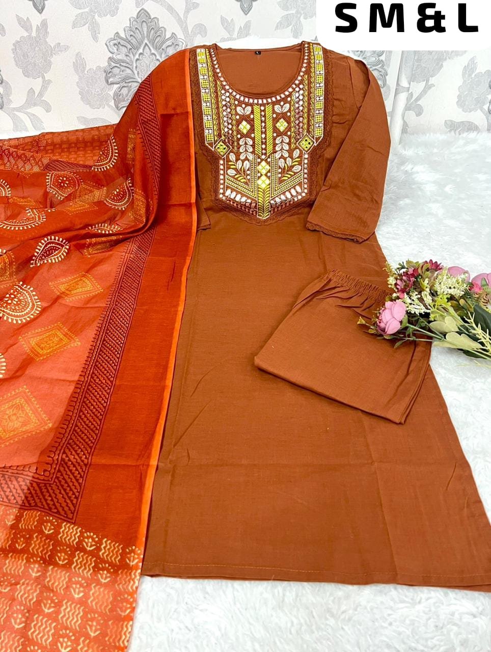 Pure Fine Cotton Fabric Kurti with Pant with cotton 100-100 Dupatt - Image 13