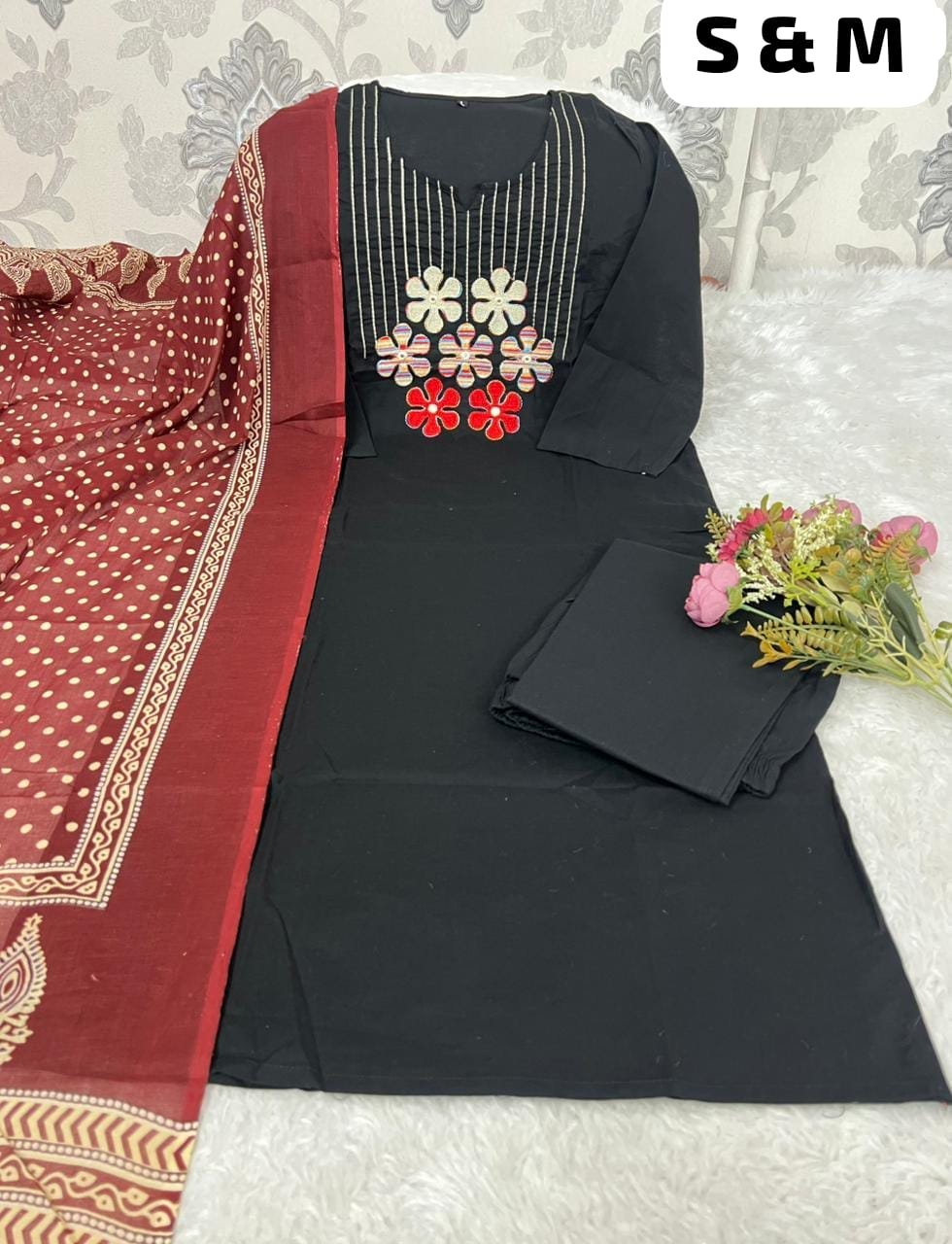 Pure Fine Cotton Fabric Kurti with Pant with cotton 100-100 Dupatt - Image 11