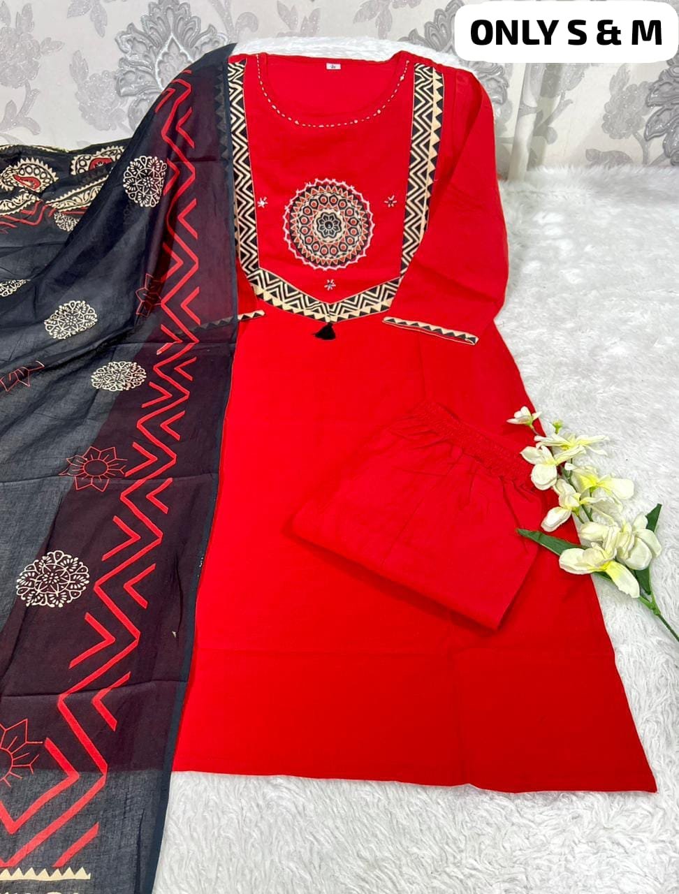 Pure Fine Cotton Fabric Kurti with Pant with cotton 100-100 Dupatt - Image 14