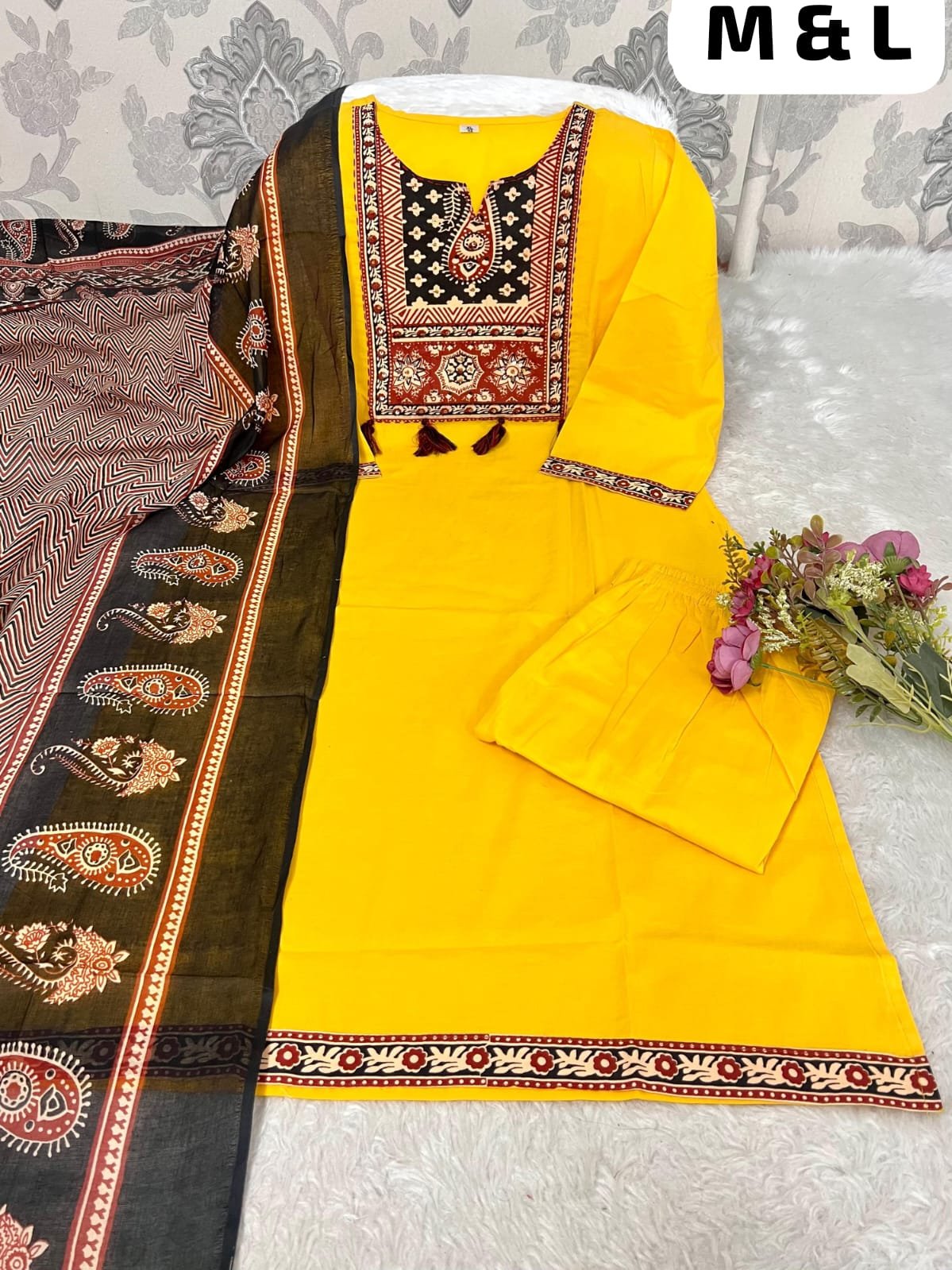 Pure Fine Cotton Fabric Kurti with Pant with cotton 100-100 Dupatt - Image 9