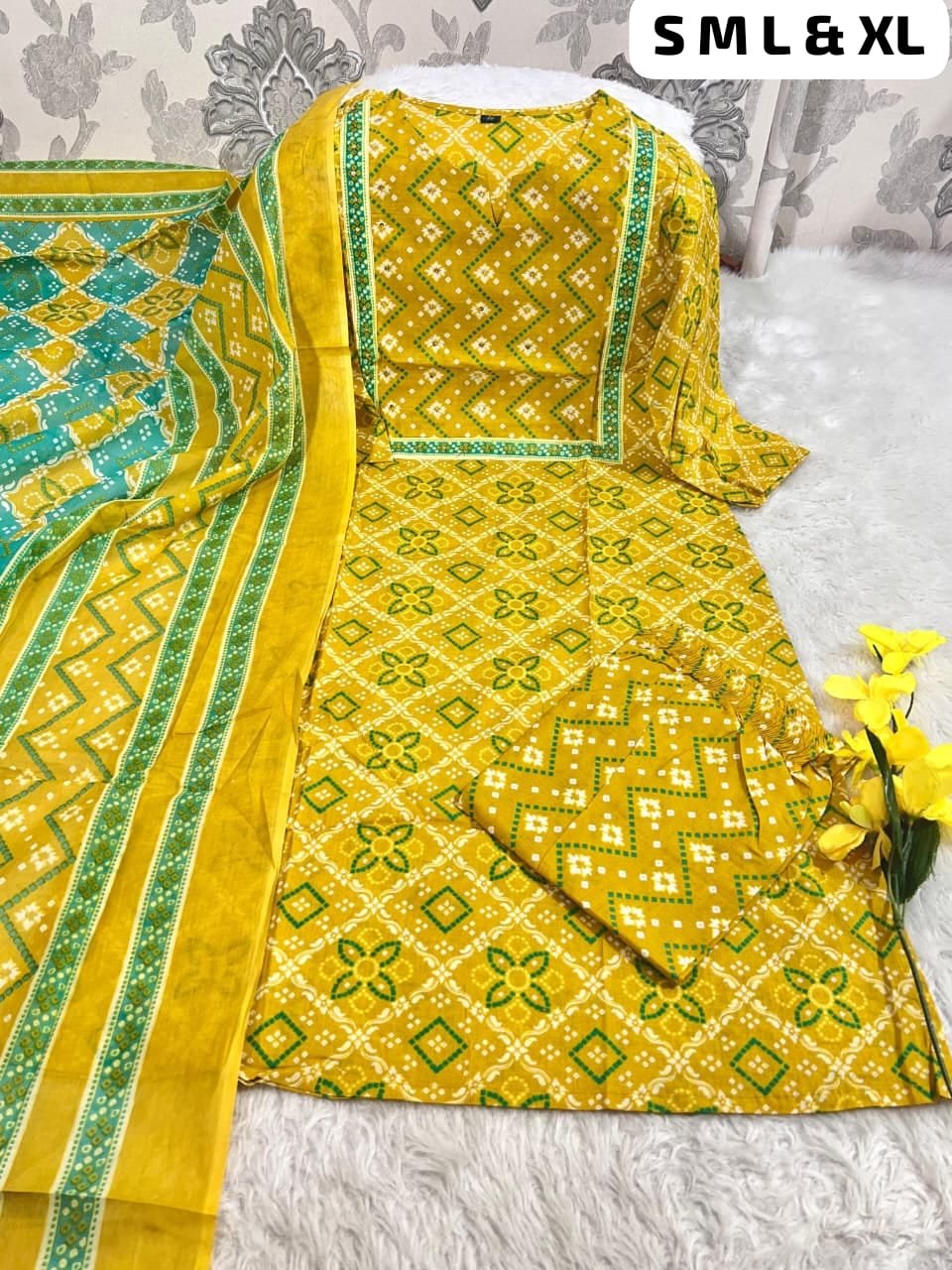 Pure Fine Cotton Fabric Kurti with Pant with cotton 100-100 Dupatt - Image 10