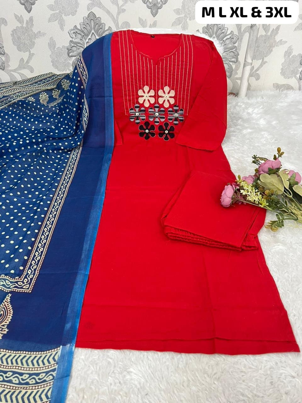 Pure Fine Cotton Fabric Kurti with Pant with cotton 100-100 Dupatt - Image 7