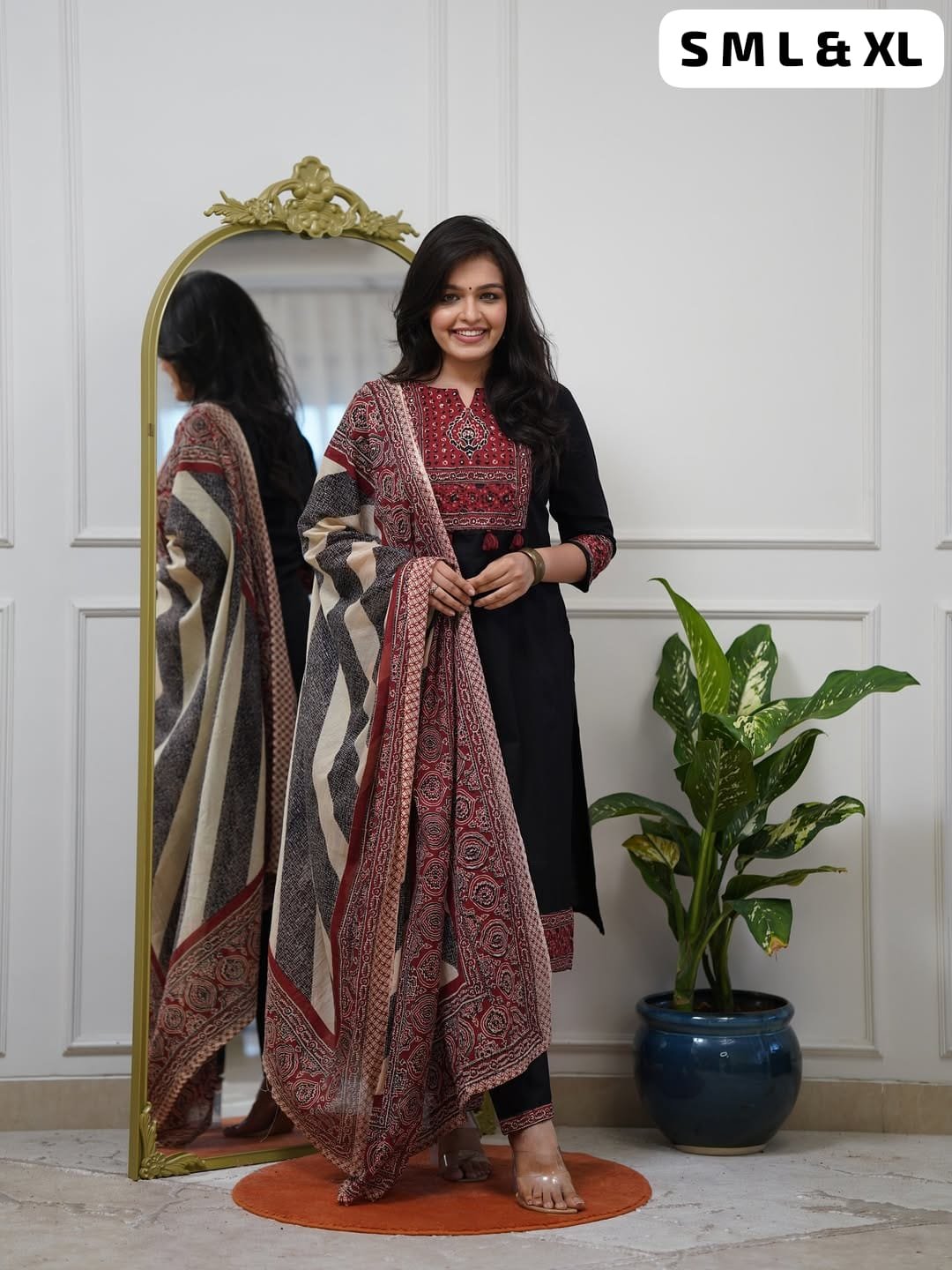 Pure Fine Cotton Fabric Kurti with Pant with cotton 100-100 Dupatt - Image 3