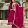 WOMEN PURE VICHITRA SILK WITH EMBROIDERED KURTA SET