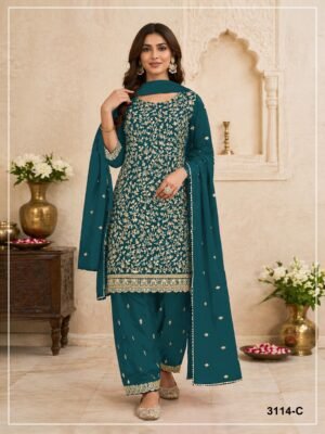 Blooming Fox Georgette with Heavy Embroidered Coding & Multi Work