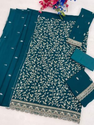 Alternative view of Blooming Fox Georgette with Heavy Embroidered Coding & Multi Work