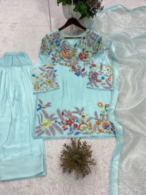 Alternative view of THIS FESTIVAL SEASON, TRY OUR DESIGNER EMBROIDERED FARSI SALWAAR SUIT WITH DUPATTA