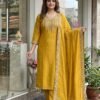 Must-Have Ethnic Wear: Flamingo Silk Set Looking for comfort and style? Our latest "Flamingo" design is crafted from luxurious Flamingo Silk, perfect for any occasion.
