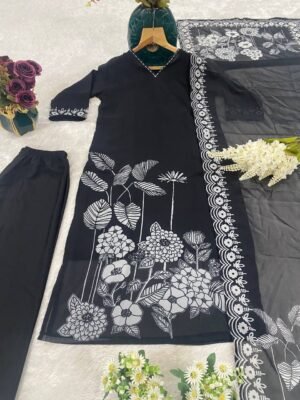 Alternative view of pair kurti Suit Set you've described seems to be a party wear outfit made from georgette  fabric with digital prints Georgette Duptta.(3-Pair)