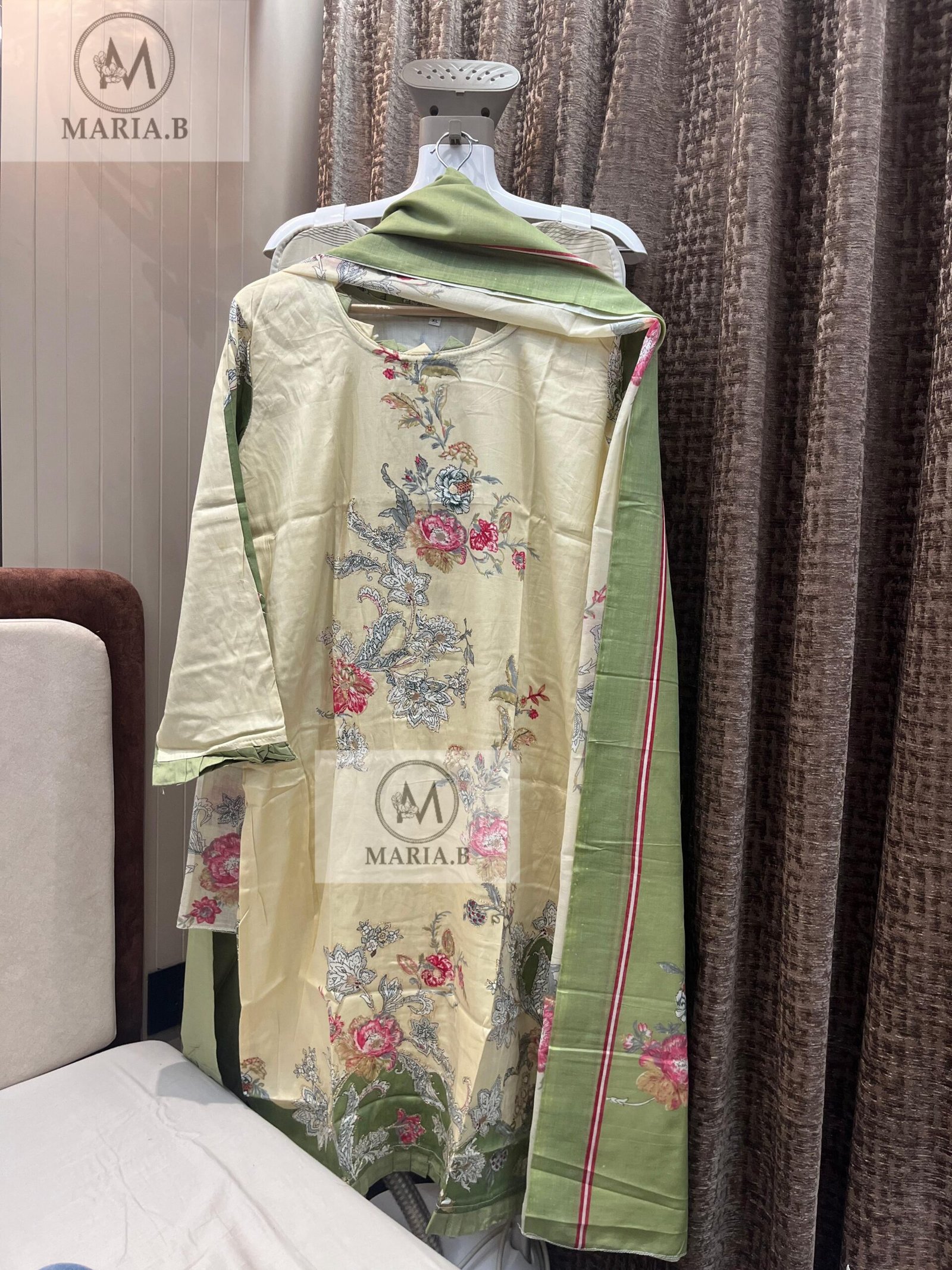 FULL STITCHED JAAM COTTON TOP WITH SELF EMBROIDERY ON NECK WITH STYLING IN SLEEVES & DAMAN - Image 8