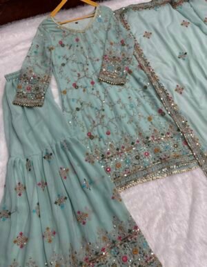 Alternative view of "Dipped in delicate mint and adorned with intricate embroidery. Loving this stunning Sharara set for a festive occasion!