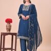 Heavy Pure Fox Georgette,Rayon And Cotton With Heavy Embroidered Very Beautiful Design And Sequence Work High Quality Material