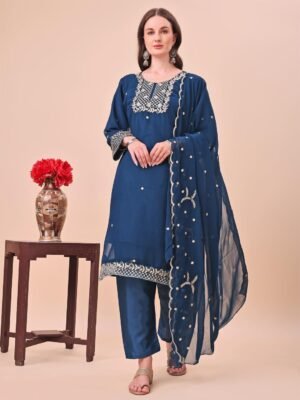 Heavy Pure Fox Georgette,Rayon And Cotton With Heavy Embroidered Very Beautiful Design And Sequence Work High Quality Material