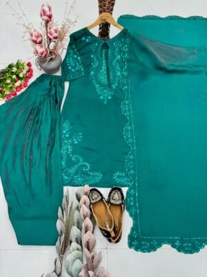 Alternative view of NEW DESIGNER  HEAVY EMBROIDERY SEQUENCE WORK 3 PIS SUIT SET