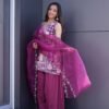 Step into elegance with our latest collection,. Crafted from premium modal sat in fabric, this kurti set offers a luxurious feel and graceful fall.