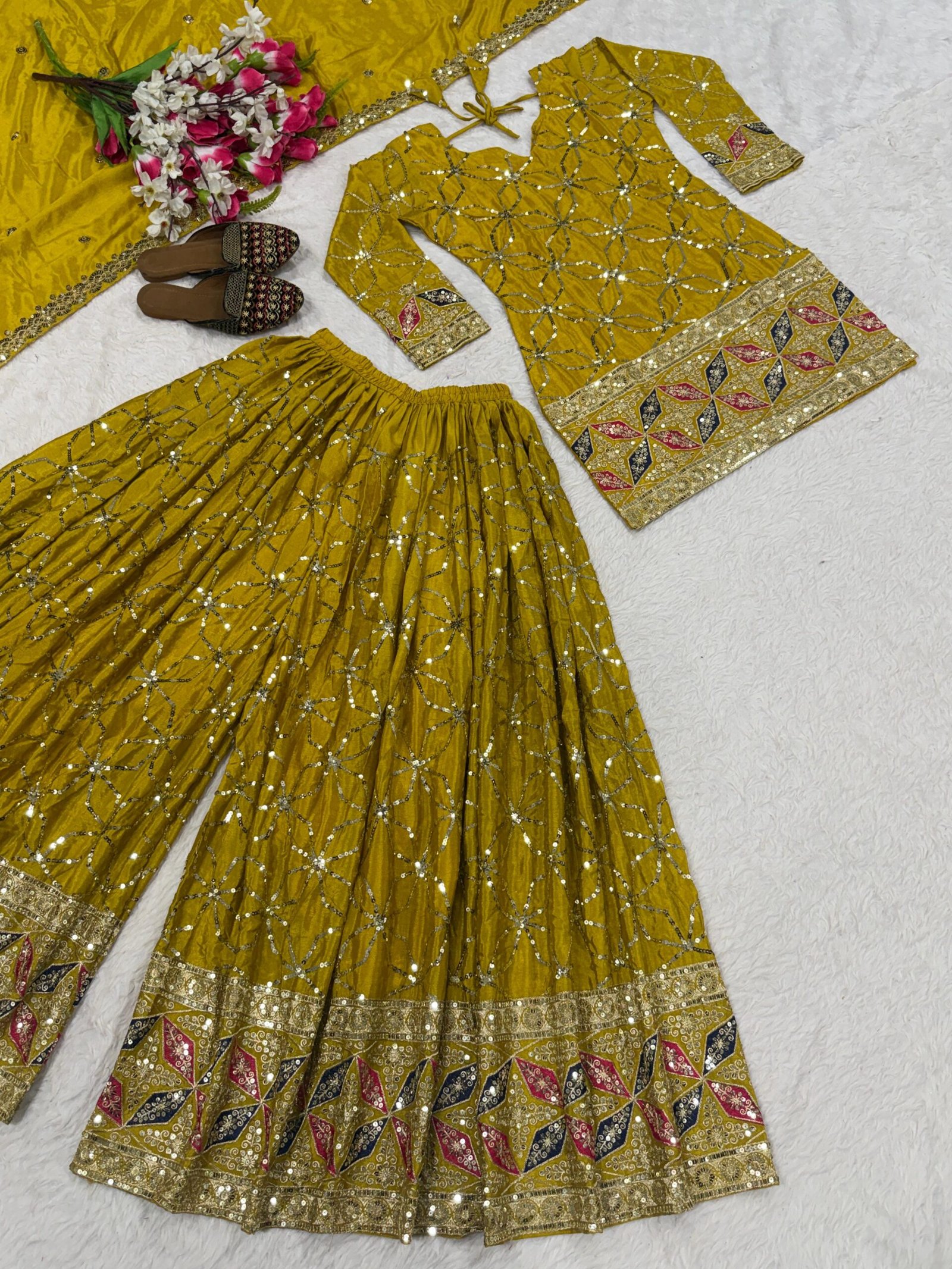 Launching New Designer Party Wear Look Top , Sharara Plazzo and Dupatta - Image 2