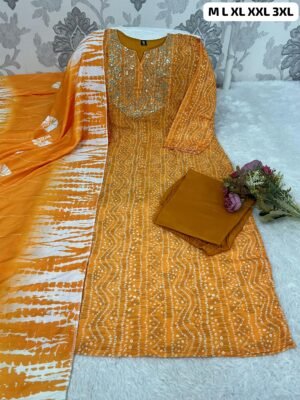 Morgan Silk Digital Print Kurti With Pant With Dupatta