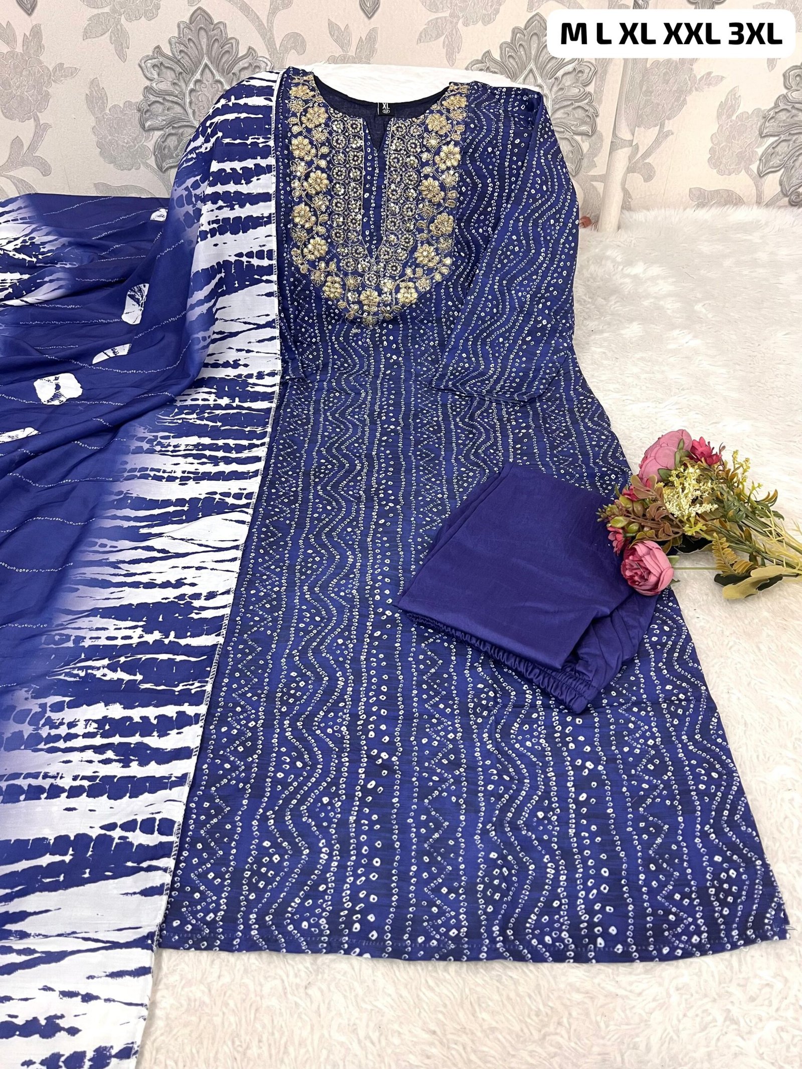 Morgan Silk Digital Print Kurti With Pant With Dupatta - Image 3