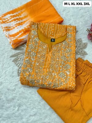 Alternative view of Morgan Silk Digital Print Kurti With Pant With Dupatta