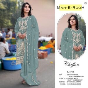 Heavy Chiffon with Heavy Embroidered 3mm Sequence work & Khatli Work