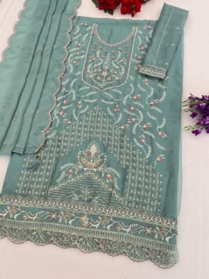 Alternative view of Heavy Chiffon with Heavy Embroidered 3mm Sequence work & Khatli Work