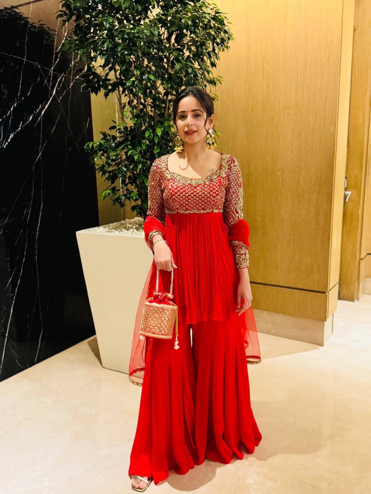 AK series Presents Royal Red color Kediya Style Ensemble