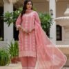 NEW Launching Women's Roman silk with cotton Lining Embroidery work with Pant and Dupatta