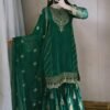 AK-Series New Designer Party Top Pallazo & Dupatta Set