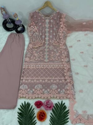 Alternative view of NEW DESIGNER HEAVY  SOFT NET SHARARA SUIT SET