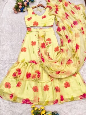 Alternative view of One More Super Hit Launch – Georgette Ruffle Lahenga Saree*