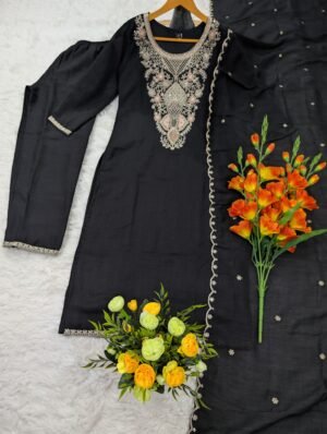 Alternative view of WOMEN PURE VICHITRA SILK WITH EMBROIDERED KURTA SET