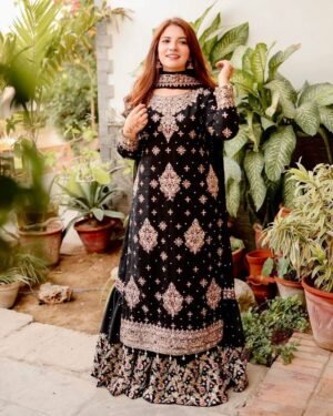 PRESENTING GOOD QUALITY GEORGETTE LONG KURTI WITH BEAUTIFUL FULLY EMBROIDERED GEORGETTE SHARARA